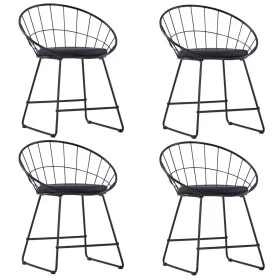 Dining Chairs Faux Leather Seats 4 Pcs Black Steel by vidaXL, dining chairs - Ref: Foro24-276235, Price: 197,70 €, Discount: %