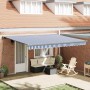 Toldo Retráctil Azul y 450 x 300 cm Tela y Metal