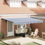 Toldo Retráctil Manual Azul y 450 x 300 cm Tela, Metal