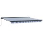 Toldo Retráctil Manual Azul y 450 x 300 cm Tela, Metal