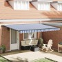 Toldo Retráctil Manual Azul y 450x300 cm tela