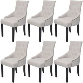 Dining chairs 6 units cream gray fabric by vidaXL, dining chairs - Ref: Foro24-272507, Price: 1,00 €, Discount: %