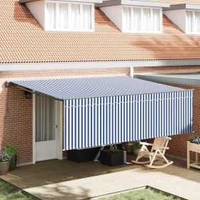 Toldo Retráctil Manual Azul y 450 x 300 cm tela