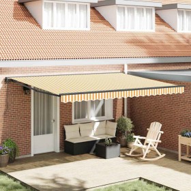 Toldo Retráctil Naranja y blanco 450x300 cm tela