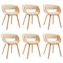 Dining chairs 6 pcs curved wood and cream synthetic leather by vidaXL, dining chairs - Ref: Foro24-278864, Price: 956,87 €, D...