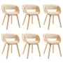 Dining chairs 6 pcs curved wood and cream synthetic leather by vidaXL, dining chairs - Ref: Foro24-278864, Price: 943,84 €, D...