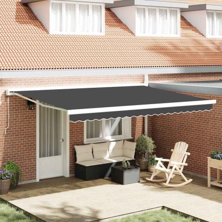 Toldo Retráctil Manual Antracita 450 x 300 cm Tela, Metal