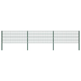 Panel de valla con postes hierro verde 5,1x0,8 m