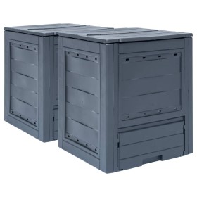 Compostadores de jardín 2 unidades gris 520 L 60x60x73 cm