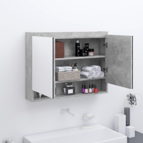 Armario de baño con espejo MDF gris hormigón 80x15x60 cm