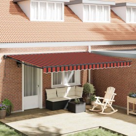 Toldo Retráctil Manual Naranja y Marrón 450x300 cm tela