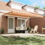 Toldo Retráctil amarillo y naranja 450 x 300 cm tela