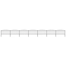 Gartenzaun mit Speerspitze aus schwarzem Stahl (1,25–1,5) x 11,9 m von vidaXL, Zaunpaneele - Ref: Foro24-277736, Preis: 537,6...