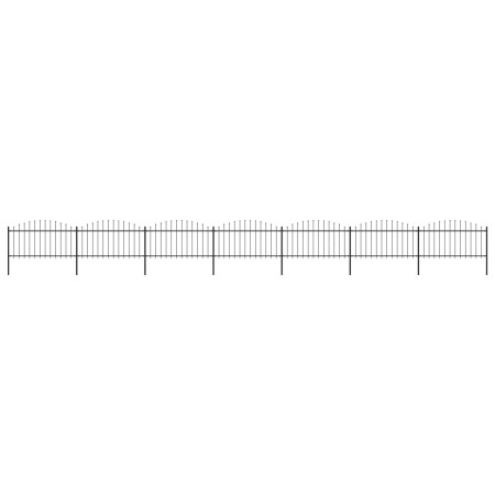 Gartenzaun mit Speerspitze aus schwarzem Stahl (1,25–1,5) x 11,9 m von vidaXL, Zaunpaneele - Ref: Foro24-277736, Preis: 549,1...