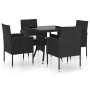 5-teiliges Garten-Esszimmerset aus synthetischem Rattan, schwarz von vidaXL, Gartensets - Ref: Foro24-3059413, Preis: 221,19 ...
