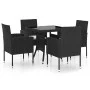 5-teiliges Garten-Esszimmerset aus synthetischem Rattan, schwarz von vidaXL, Gartensets - Ref: Foro24-3059413, Preis: 237,10 ...