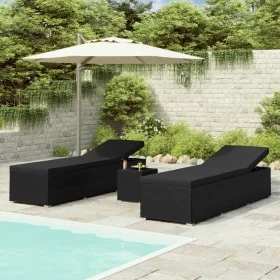 Gartenliegen und Tisch 3 Stück schwarzes synthetisches Rattan von vidaXL, Liegen - Ref: Foro24-3057666, Preis: 352,82 €, Raba...