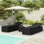 Garden loungers and table 3 pieces black synthetic rattan by vidaXL, Loungers - Ref: Foro24-3057666, Price: 352,82 €, Discoun...