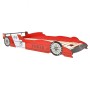 Cama infantil con forma de coche carreras y LED 90x200 cm roja
