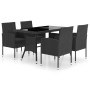 5-teiliges Garten-Ess-Set aus schwarzem synthetischem Rattan von vidaXL, Gartensets - Ref: Foro24-3059417, Preis: 353,07 €, R...
