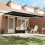 Toldo Retráctil Rayado Negro 450 x 300 cm Poliéster y metal