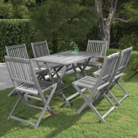 Garten-Essgruppe 7-teilig aus massivem grauem Akazienholz von vidaXL, Gartensets - Ref: Foro24-3057871, Preis: 403,43 €, Raba...