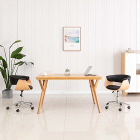 Drehbarer Bürostuhl aus gebogenem Holz, schwarzem Kunstleder von vidaXL, Bürostühle - Ref: Foro24-3054833, Preis: 152,65 €, R...