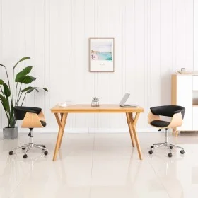 Swivel office chair curved wood black synthetic leather by vidaXL, Office chairs - Ref: Foro24-3054833, Price: 152,70 €, Disc...