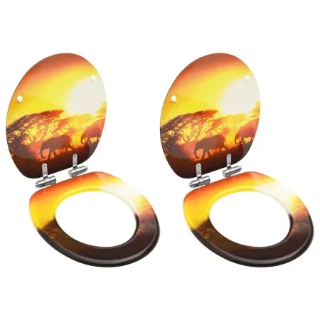 Toilet seat cover soft close 2 pcs MDF savannah design by vidaXL, Toilet and bidet seats - Ref: Foro24-3056417, Price: 91,62 ...
