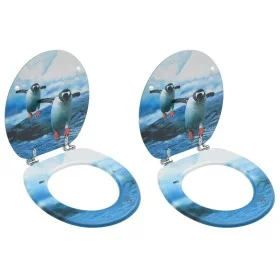 Toilet seats with lid 2 units MDF penguin design by vidaXL, Toilet and bidet seats - Ref: Foro24-3056409, Price: 77,49 €, Dis...