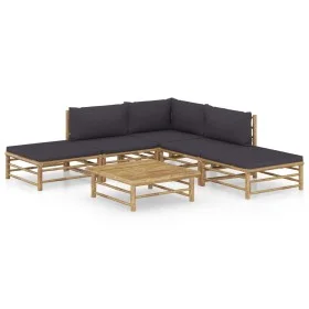 6-piece bamboo garden furniture set with dark gray cushions by vidaXL, Garden sets - Ref: Foro24-3058188, Price: 470,10 €, Di...