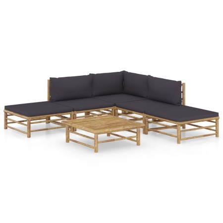 6-teiliges Gartenmöbel-Set aus Bambus mit dunkelgrauen Kissen von vidaXL, Gartensets - Ref: Foro24-3058188, Preis: 468,60 €, ...