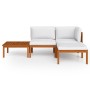 Gartenmöbel 4 Stk. cremefarbene Kissen massives Akazienholz von vidaXL, Gartensets - Ref: Foro24-3057877, Preis: 338,47 €, Ra...
