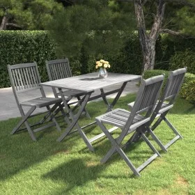 Garden dining set 5 pieces solid gray acacia wood by vidaXL, Garden sets - Ref: Foro24-3057870, Price: 304,94 €, Discount: %
