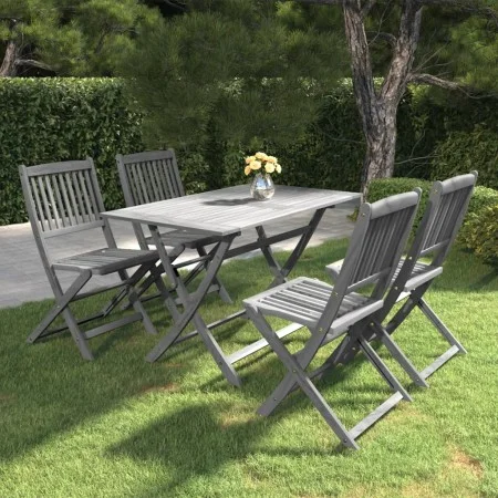 Garden dining set 5 pieces solid gray acacia wood by vidaXL, Garden sets - Ref: Foro24-3057870, Price: 316,17 €, Discount: %