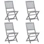 Garden dining set 5 pieces solid gray acacia wood by vidaXL, Garden sets - Ref: Foro24-3057870, Price: 316,17 €, Discount: %