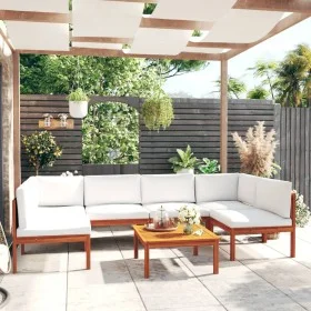 Gartenmöbel 7 Stück cremefarbene Kissen aus massivem Akazienholz von vidaXL, Gartensets - Ref: Foro24-3057898, Preis: 731,80 ...