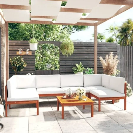 Gartenmöbel 7 Stück cremefarbene Kissen aus massivem Akazienholz von vidaXL, Gartensets - Ref: Foro24-3057898, Preis: 731,64 ...
