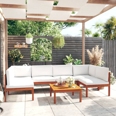 Gartenmöbel 7 Stück cremefarbene Kissen aus massivem Akazienholz von vidaXL, Gartensets - Ref: Foro24-3057898, Preis: 744,13 ...
