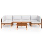 Muebles de jardín 7 pzas cojines crema madera maciza de acacia