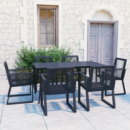 Garden dining set 7 pieces black PVC rattan by vidaXL, Garden sets - Ref: Foro24-3060216, Price: 649,75 €, Discount: %