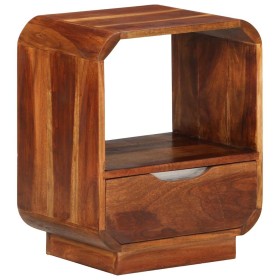 Mesita de noche con cajón madera maciza de acacia 40x30x50 cm