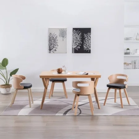 Esszimmerstühle, 4 Stück, gebogenes Holz, schwarzes Kunstleder von vidaXL, Essstühle - Ref: Foro24-278854, Preis: 421,00 €, R...