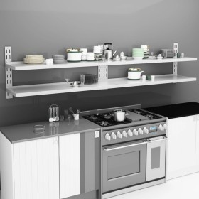 Floating shelves 2 levels 2 units stainless steel 300x30cm by vidaXL, Shelves and shelves - Ref: Foro24-3055901, Price: 320,8...