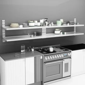 Floating shelves 2 levels 2 units stainless steel 300x30cm by vidaXL, Shelves and shelves - Ref: Foro24-3055901, Price: 268,3...