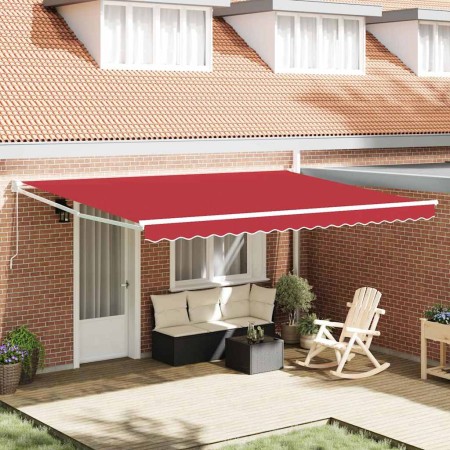 Toldo Manual Rojo 4,5 x 3 m Poliester y metal