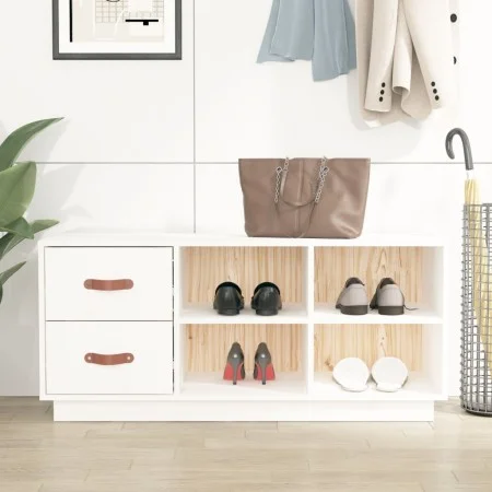 Solid white pine wood shoemaker bench 100x34x45 cm by vidaXL, Shoe racks and shoe organizers - Ref: Foro24-820178, Price: 82,...