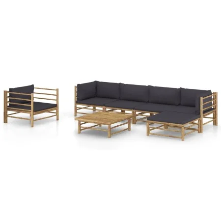 7-piece bamboo garden furniture set with dark gray cushions by vidaXL, Garden sets - Ref: Foro24-3058200, Price: 651,46 €, Di...