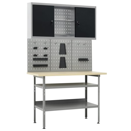 Workbench with three wall panels and a cabinet by vidaXL, Work tables - Ref: Foro24-3053431, Price: 319,73 €, Discount: %
