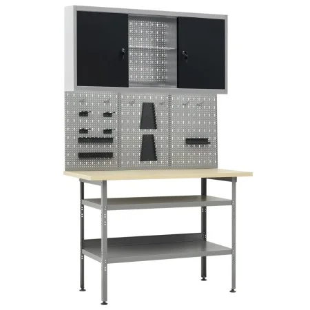 Workbench with three wall panels and a cabinet by vidaXL, Work tables - Ref: Foro24-3053431, Price: 313,87 €, Discount: %